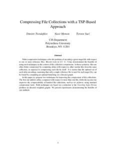 Compressing File Collections with a TSP-Based Approach Dimitre Trendafilov Nasir Memon
