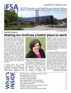 BCIT  FSA September 2011 • Volume 43, Issue 1