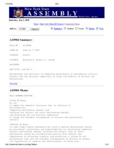 [removed]Bills Saturday, July 3, 2010 Back | New York State Bill Search | Assembly Home