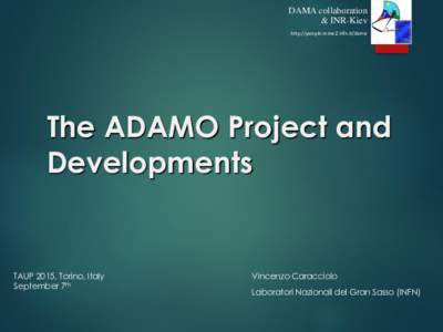 DAMA collaboration & INR-Kiev http://people.roma2.infn.it/dama The ADAMO Project and Developments