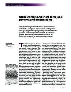 Monthly Labor Review, May 2012: Older workers and short-term jobs: patterns and determinants