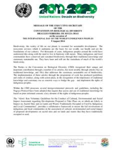 Environment / Traditional knowledge / Biodiversity / Law / Knowledge / Convention on Biological Diversity / Harmony with nature / International Indian Treaty Council / Indigenous and Community Conserved Area / Commercialization of traditional medicines / Intellectual property law / Sustainable development