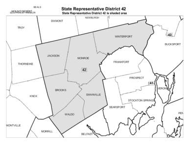 BEALS  State Representative District 42 MOUNT DESERT SOUTHWEST HARBOR