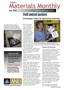 CSEM’s  Materials Monthly May 2005
