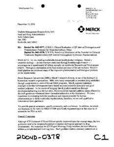 Global Regulatory Pohcy  0 Merck & Co.. Inc. Two Bethesda Metro Center