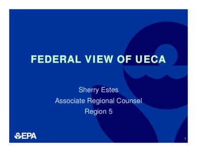 FEDERAL VIEW OF UECA Sherry Estes Associate Regional Counsel Region 5  1