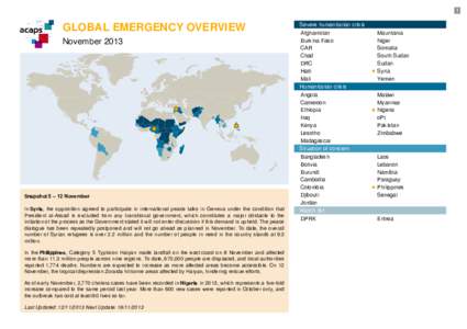 1  GLOBAL EMERGENCY OVERVIEW November[removed]Snapshot 5 – 12 November