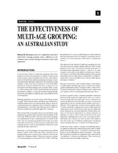 5 Readership : primary, THE EFFECTIVENESS OF MULTI-AGE GROUPING: AN AUSTRALIAN STUDY