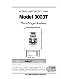 Trace Oxygen Analyzer  OPERATING INSTRUCTIONS FOR Model 3020T Trace Oxygen Analyzer
