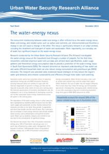 Urban Water Security Research Alliance Factsheet 10: The water-energy nexus