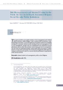 Risk Management and Internal Control in the Public Sector: An In-Depth Analysis of Belgian Social Security Public Institutions