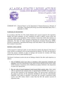 LEGISLATIVE BUDGET AND AUDIT COMMITTEE Division of Legislative Audit P.O. Box[removed]Juneau, AK[removed][removed]FAX[removed]