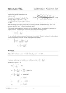 Case Study 5: Reduction Mill  BRITISH STEEL The diagram opposite represents a cold reduction mill. It consists of five pairs of workrolls. The