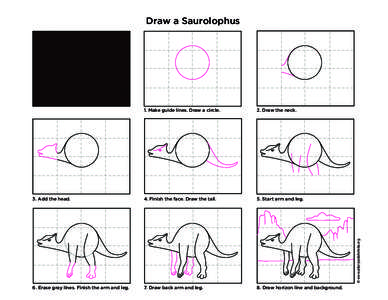 Draw a Saurolophus  2. Draw the neck. 3. Add the head.