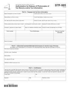 Form DTF-505:7/12:Authorization for Release of  Photocopies of Tax Returns and/or Tax Information:dtf505