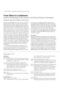 8 • TEXAS HISTORICAL COMMISSION • CURRENT ARCHEOLOGY IN TEXAS  From Slave to Landowner Historic Archeology at the Ransom and Sarah Williams Farmstead Douglas K. Boyd, Maria Franklin, and Terri Myers Ransom and Sarah 