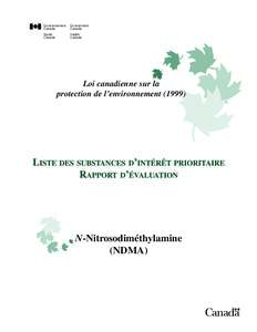 Liste des substances d'intérêt prioritaire - Rapport d'évaluation pour N-Nitrosodimethylamine (NDMA)