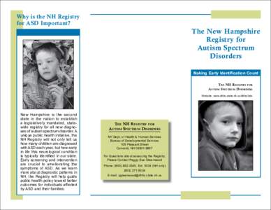 Why is the NH Registry for ASD Important? The New Hampshire Registry for Autism Spectrum