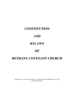 CONSTITUTION AND BYLAWS OF BETHANY COVENANT CHURCH