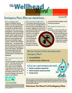 The  Wellhead Word  Protecting Groundwater Supplies Through Wellhead Protection