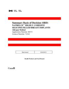 Summary Basis of Decision (SBD) for NATRELLE HIGHLY COHESIVE SILICONE-FILLED BREAST IMPLANTS