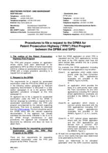 Procedures to file a request to the DPMA for Patent Prosecution Highway (