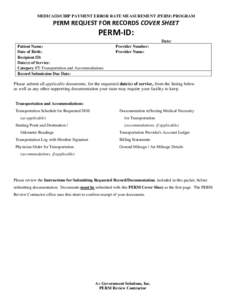 MEDICAID PAYMENT ERROR RATE MEASUREMENT (PERM) PROGRAM