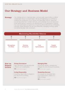 HOW WE CREATE VALUE  Our Strategy and Business Model Strategy  Our strategy aims to maximise sales, cost and cash opportunities to deliver