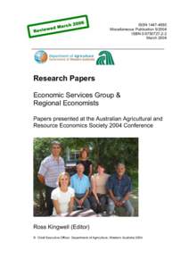 Research papers : papers presented at the Australian Agricultural and Resource Economics Society 2004 Conference