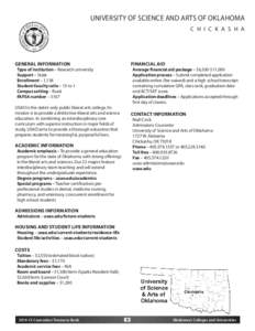 UNIVERSITY OF SCIENCE AND ARTS OF OKLAHOMA  C H I C K A S H A GENERAL INFORMATION