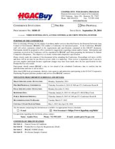 COOPERATIVE PURCHASING PROGRAM Houston-Galveston Area Council of Governments 3555 Timmons, Suite 120, Houston, TX[removed]Phone: [removed]Fax: [removed]www.hgacbuy.org
