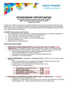 UNOS Primer Sponsorship Opportunities