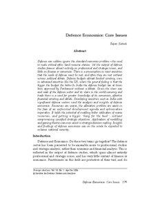 Defence Economics: Core Issues Rajan Katoch