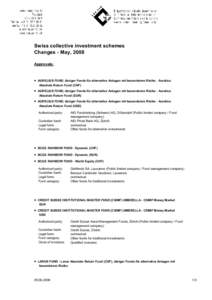 Swiss collective investment schemes Changes - May, 2008 Approvals: ·