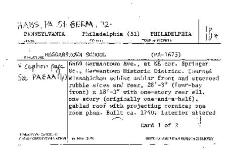 Germantown /  Philadelphia /  Pennsylvania / Wissahickon Creek / Germantown / Wissahickon / Pennsylvania / Beggarstown School / Georgian architecture