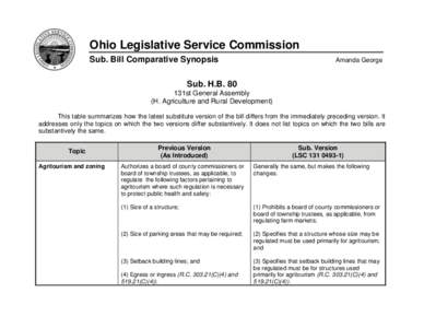Ohio Legislative Service Commission Sub. Bill Comparative Synopsis Amanda George  Sub. H.B. 80