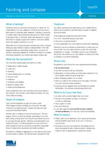 Fainting and collapse General Emergency department factsheets  What is fainting?