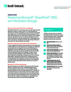 ONTRACK® POWERCONTROLS™  Solution Brief: Restoring Microsoft® SharePoint® RBS and Shredded Storage