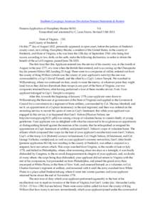 Southern Campaign American Revolution Pension Statements & Rosters Pension Application of Humphrey Brooke S6763 VA Transcribed and annotated by C. Leon Harris. Revised 3 Feb[removed]State of Virginia } SS. and County of Fr