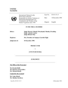 UNITED NATIONS International Tribunal for the Prosecution of Persons Responsible for Serious Violations of International Humanitarian Law