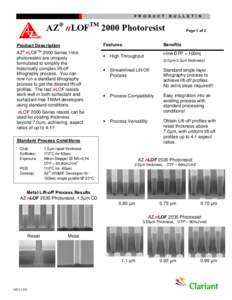 P R O D U C T  B U L L E T I N AZ® nLOFTM 2000 Photoresist