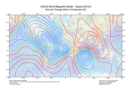 US/UK World Magnetic Model -- Epoch[removed]Annual Change Down Component (Z) 135°W 90°W