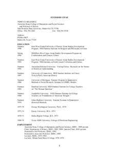 EXTENDED VITAE TERRY D. BILHARTZ Associate Dean, College of Humanities and Social Sciences and Professor of History Sam Houston State University, Huntsville TX[removed]Office: [removed]