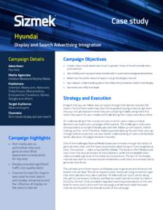 Case study Hyundai Display and Search Advertising Integration Campaign Details  Campaign Objectives