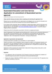 ECS11 Application for amendment to Queensland service approval