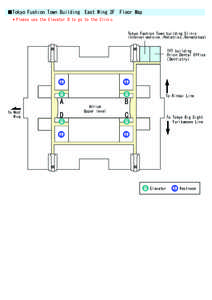 ■Tokyo Fushion Town Building　East Wing 3F　Floor Map ＊Please use the Elevator B to go to the Clinic. Tokyo Fashion Town building Clinic （Internal medicine./Pediatrics./Dermatology）  TFT building