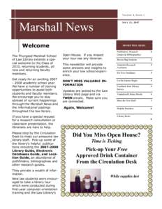 V O LUME 4 , I SSUE 1  Marshall News S EP T 12 , 2 00 7
