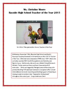 Ms. Christine Moore Bayside High School Teacher of the Year 2015 