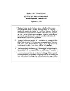 The Managing Director's Report on the Fund's Medium-Term Strategy, September 15, 2005