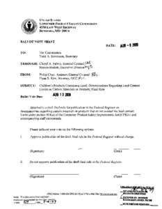 Children’s Products Containing Lead; Determinations Regarding Lead Content Limits on Certain Materials or Products; Final Rule, August 6, 2009